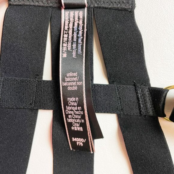 NWOT Victoria's Secret Bra 34DDD Unlined Balconet Strappy Banded Black B1435 - Picture 6 of 8